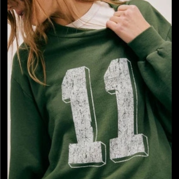 Free People Ragabond Studio Halftime Sweatshirt Green 11 Women's Size L - Picture 2 of 12